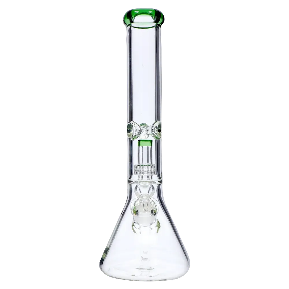 DankStop 7mm Beaker with Matrix Perc Bong - Green - 16 in.