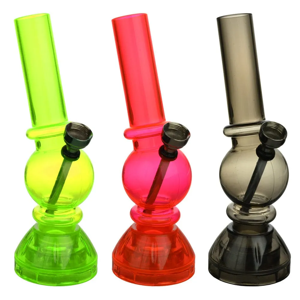 Angled Mini Acrylic Bong w/ Grinder Base - 6.5"
