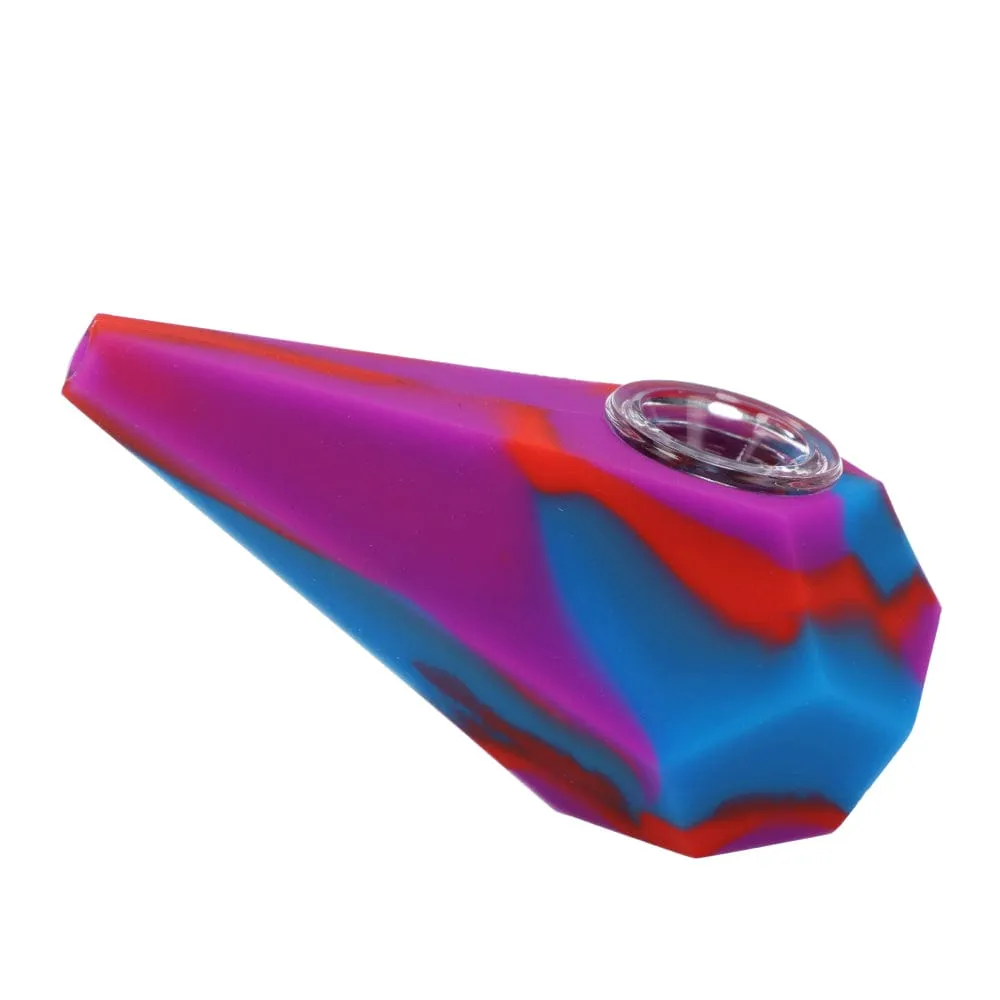 DankStop Silicone Diamond Hand Pipe with Glass Bowl