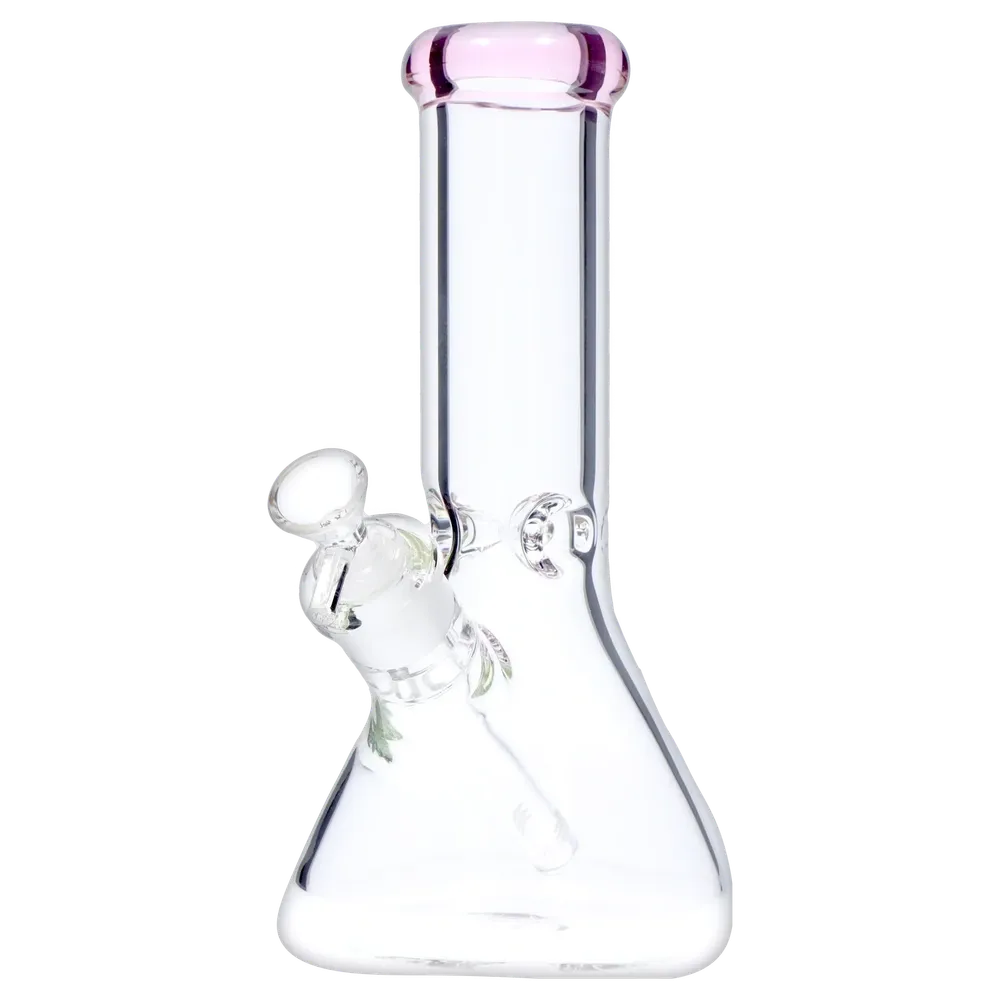 Stock USA DankStop Beaker with Color Mouthpiece & Ice Pinch Bong  - Pink - 10 in.