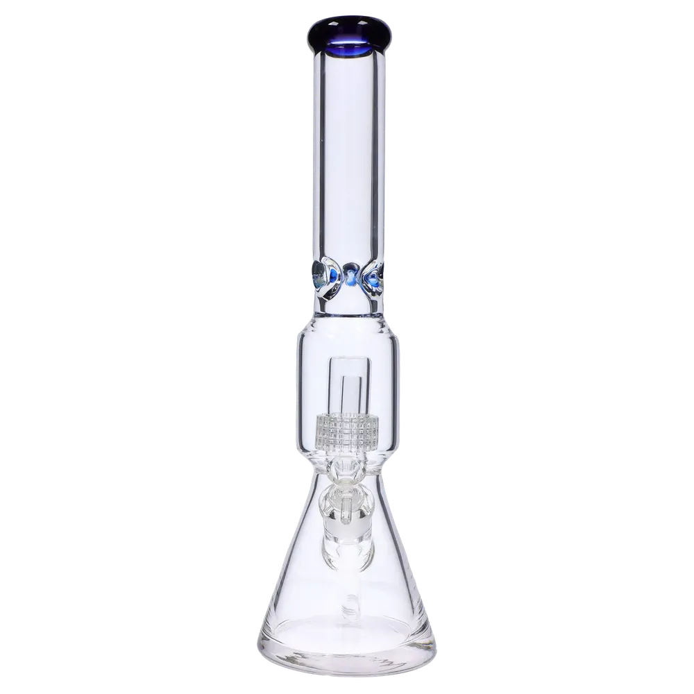 DankStop Beaker with Perc & Color Mouthpiece - Blue - 16 in.