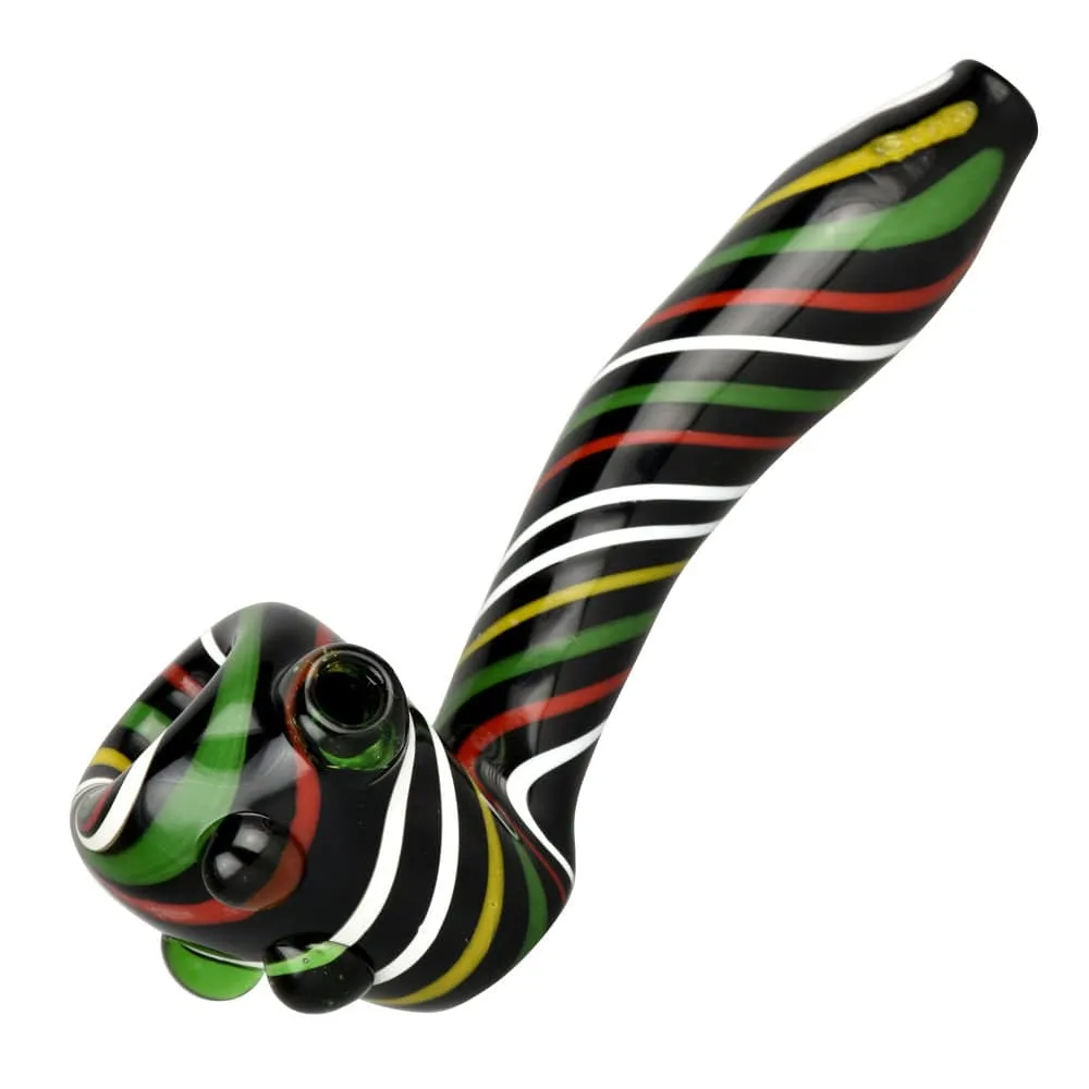 Black Rasta Candy Cane Swirl Hand Pipe - 5.5"