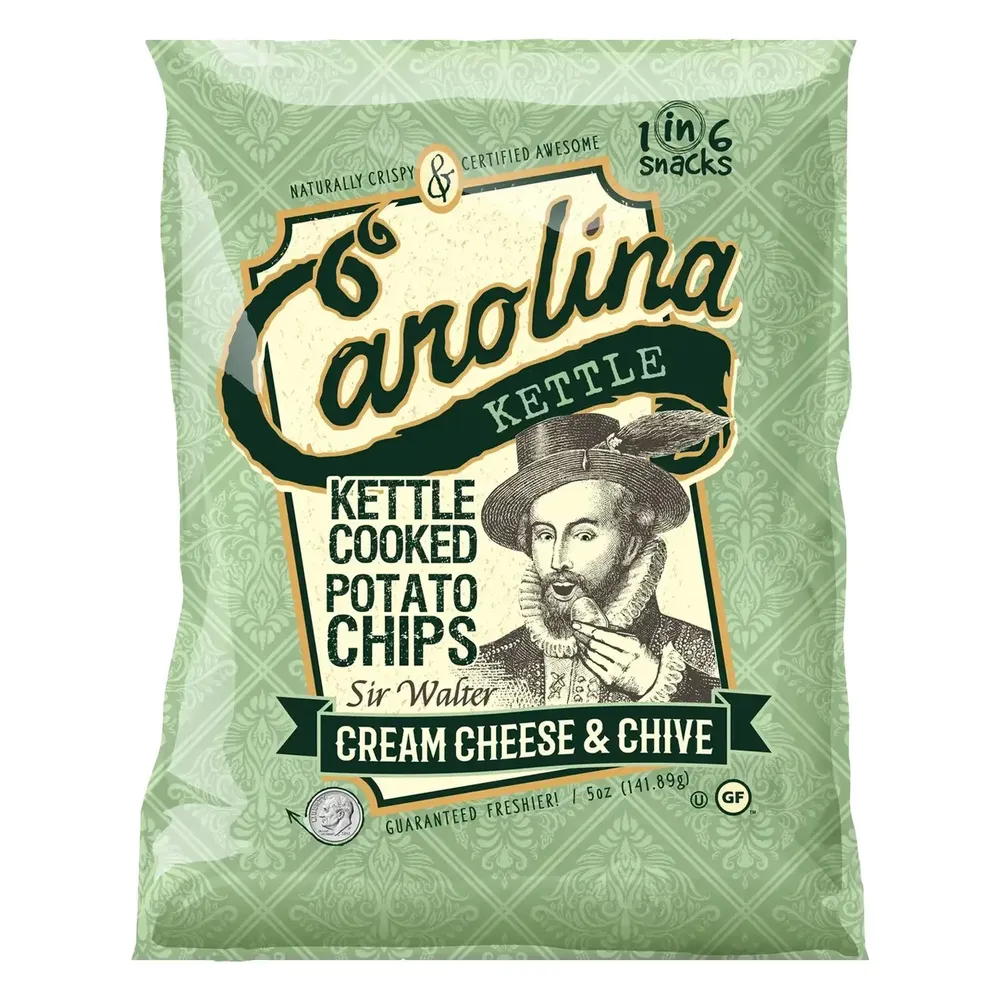 1 in 6 Snacks Carolina Kettle Sir Walter Cream Cheese and Chive Chips