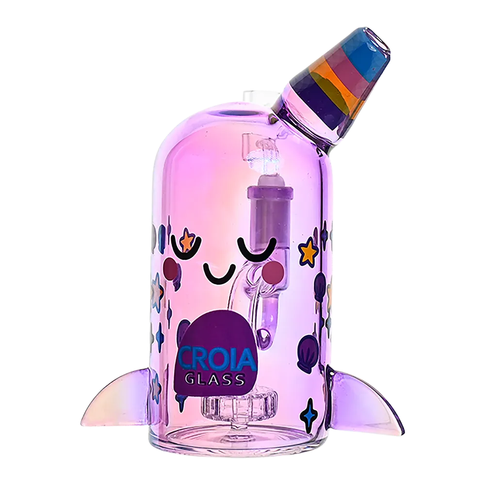 Croia Glass Cute Narwhal Dab Rig – Mini Showerhead Perc Rig | Croia Glass