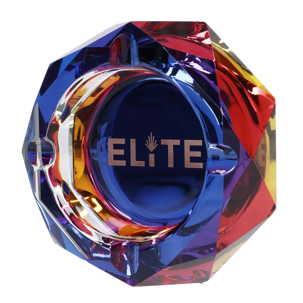 Elite Blue Crystal Ashtray - 4in