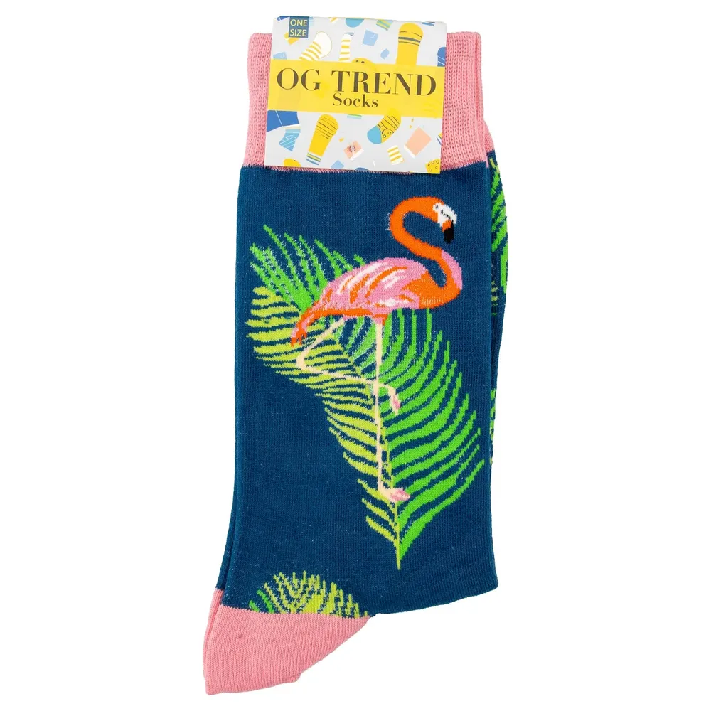 OG Trend Flamingo Leaf Socks - One Size Fits All