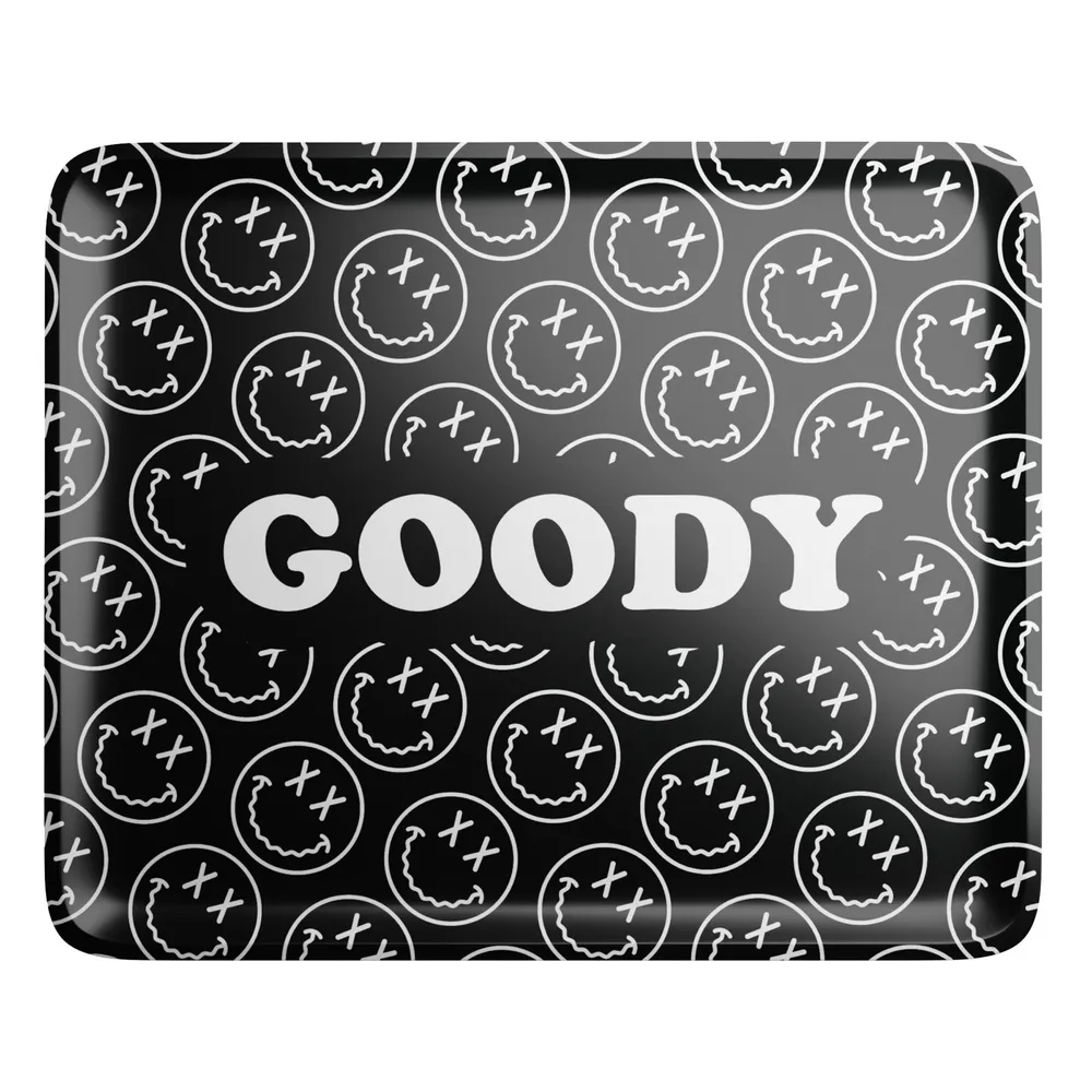 Goody Glass Black Pattern Face Rolling Tray
