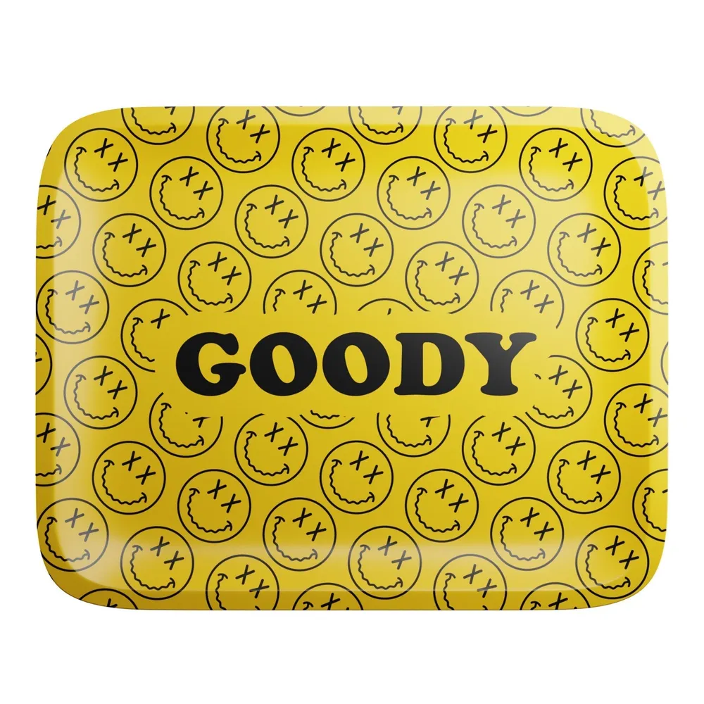 Goody Glass Yellow Pattern Face Rolling Tray
