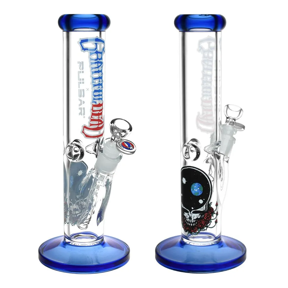 Grateful Dead x Pulsar Space Your Face Straight Tube Glass Bong - 11.75" / 14mm F
