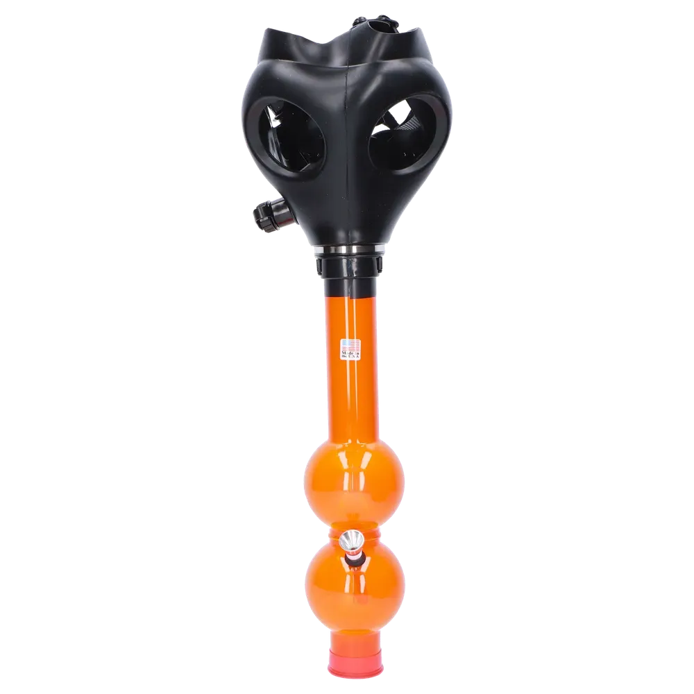 JM Plastics Black Gas Mask with Bright Acrylic Bong