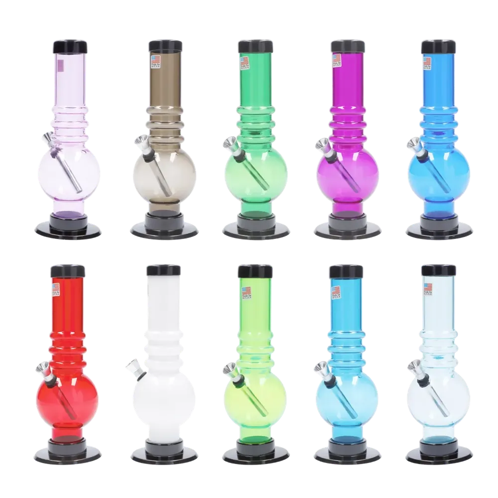JM Plastics Bubble Base with Grip Acrylic Bong - 9 in.