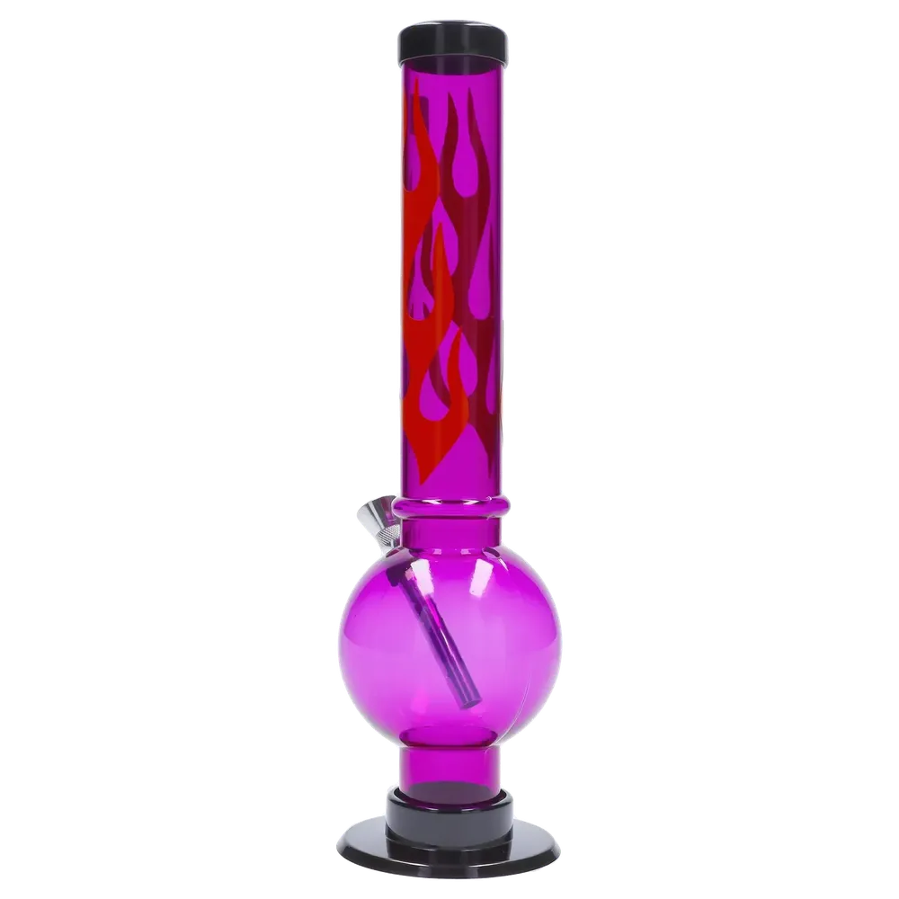 JM Plastics Flame Bubble Base Acrylic Bong - 12 in.