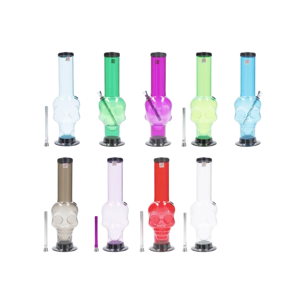 JM Plastics Large Skull Base with Carb Hole Acrylic Bong - 12 in.