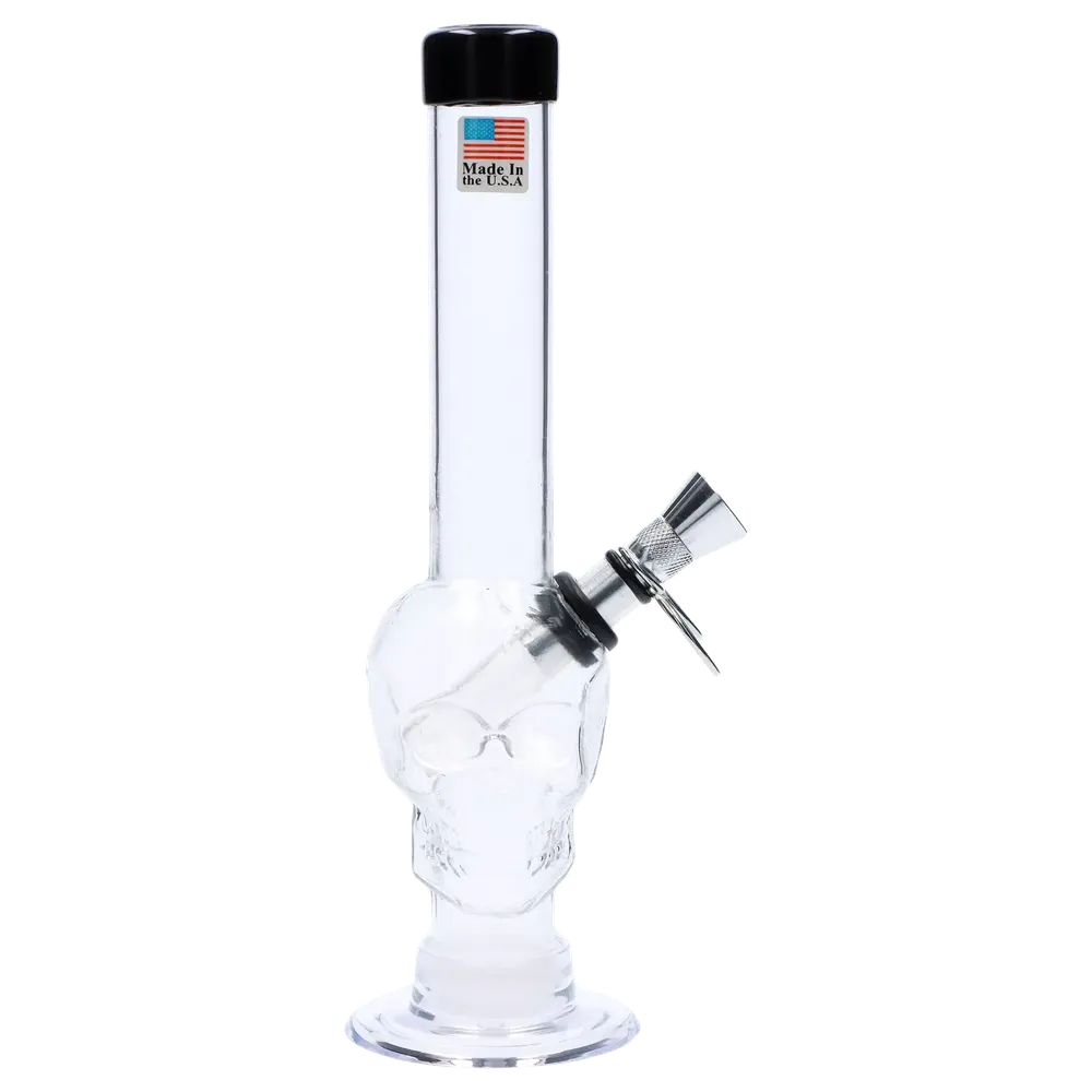 JM Plastics Skull Base with Pull Slide Acrylic Bong - 8 in.