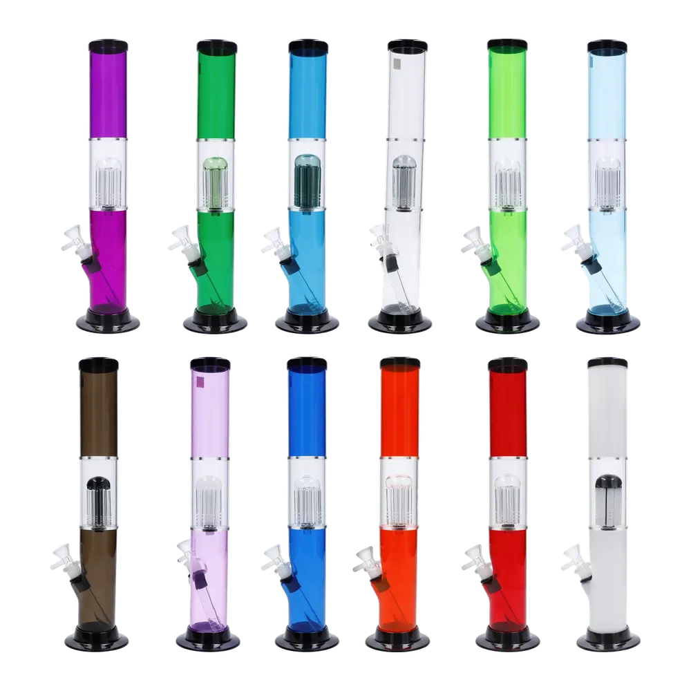 JM Plastics Straight Tube with Glass Perc Acrylic Bong
