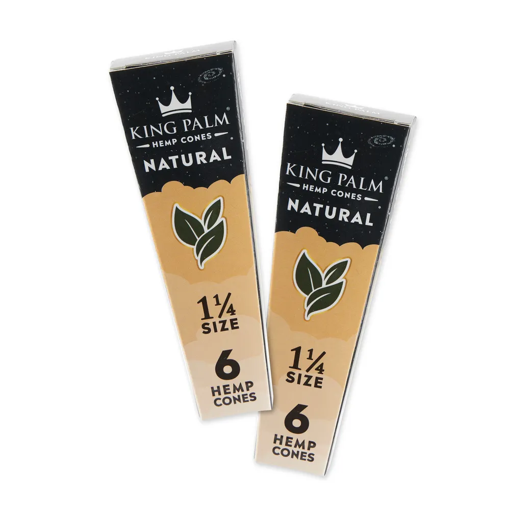 King Palm 1-1/4 Size Natural Pre Rolled Hemp Cones - 2 Packs of 6