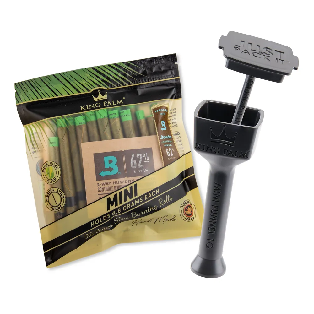 King Palm Mini Natural Pre Roll Palm Leaf Tubes With Funnel - 25 Pack