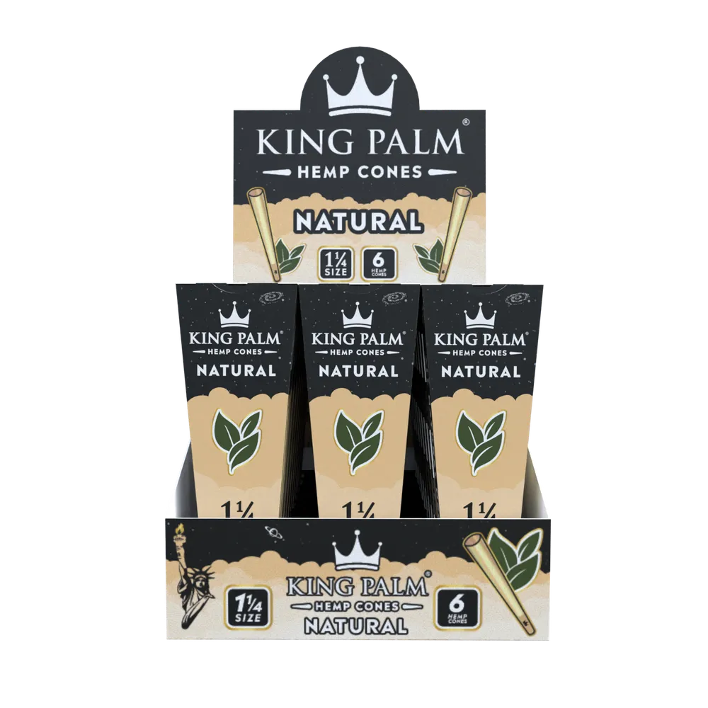 King Palm Natural Hemp Cones - 1-1/4 Size - Box of 30