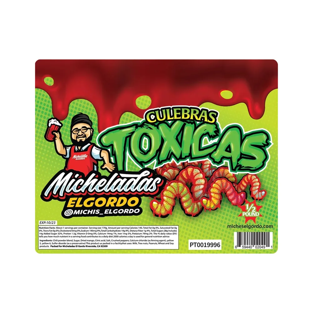 Cow Crack Micheladas El Gordo Toxicas Gummy Worms - 8 oz.