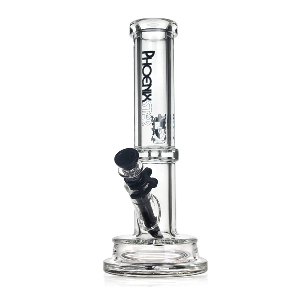 Green Flower Phoenix Star 7Mm Tube Bong With Thick Base 12 Inch