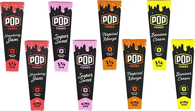 Pop Cones King and 1 ¼ Size Pre-Rolled Cones with Flavor Tip - Flavor Bundle