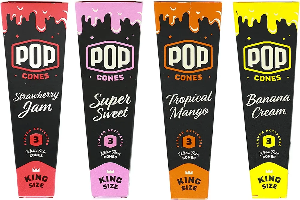 Pop Cones King Size Pre-Rolled Cones with Flavor Tip - 4 Packs of 3