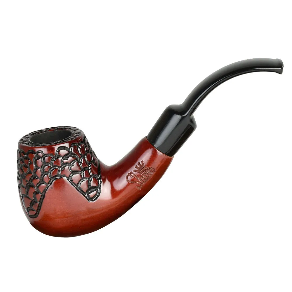 Pulsar Engraved Bent Brandy Cherry Wood Shire Pipe