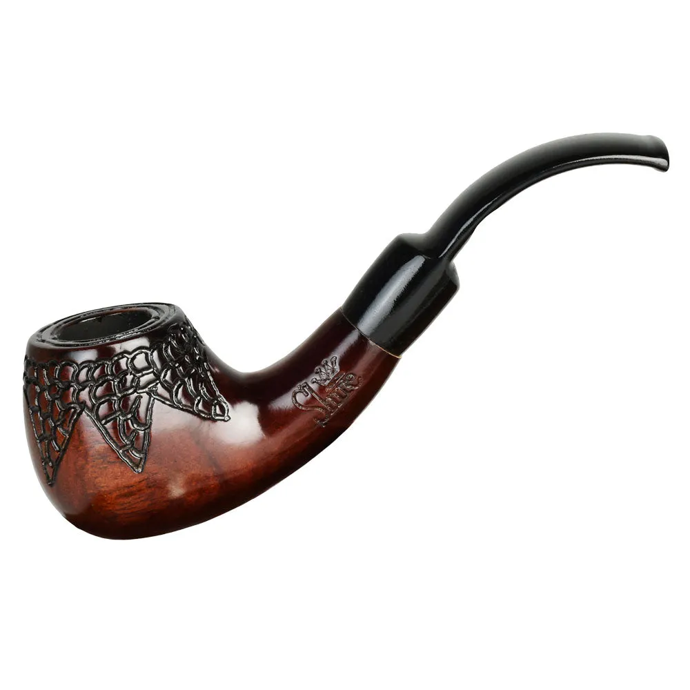 Pulsar Engraved Bowl Bent Apple Cherry Wood Shire Pipe