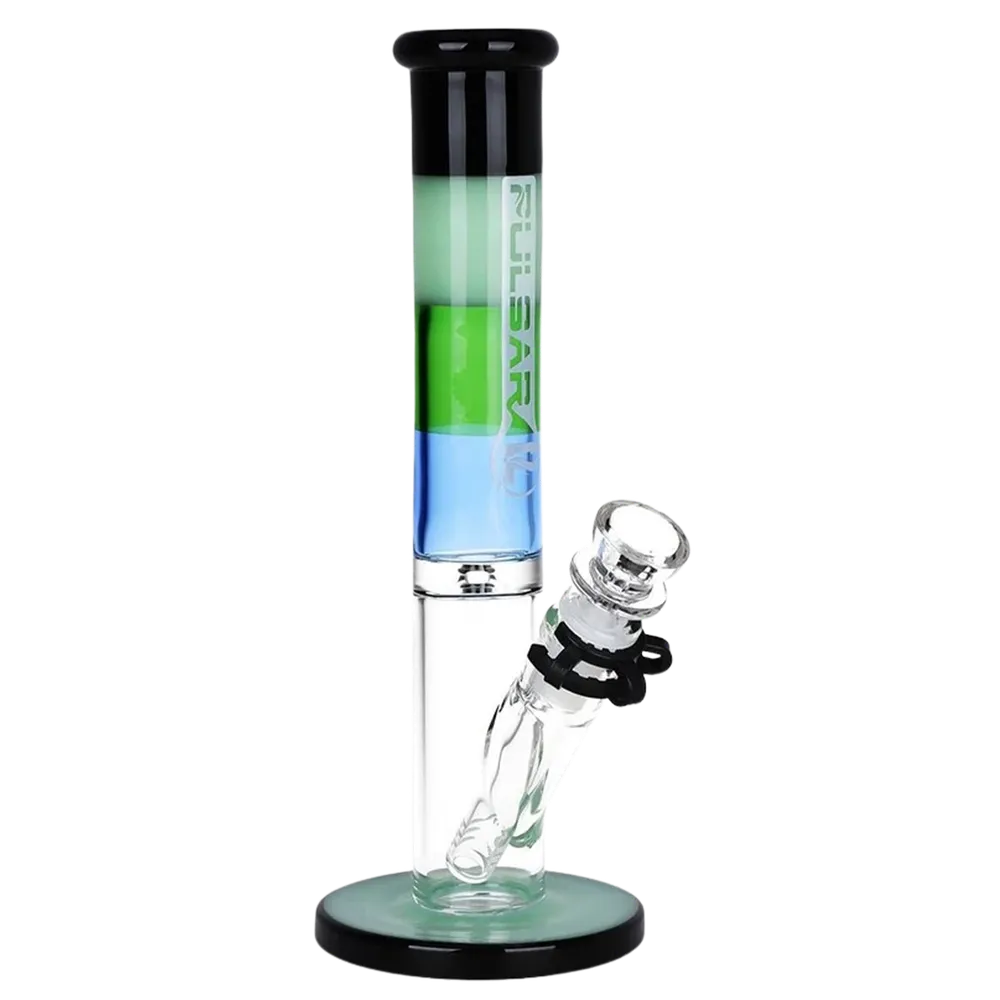 Pulsar Four-Tone Straight Tube Glass Bong - 10.25" / 14mm F