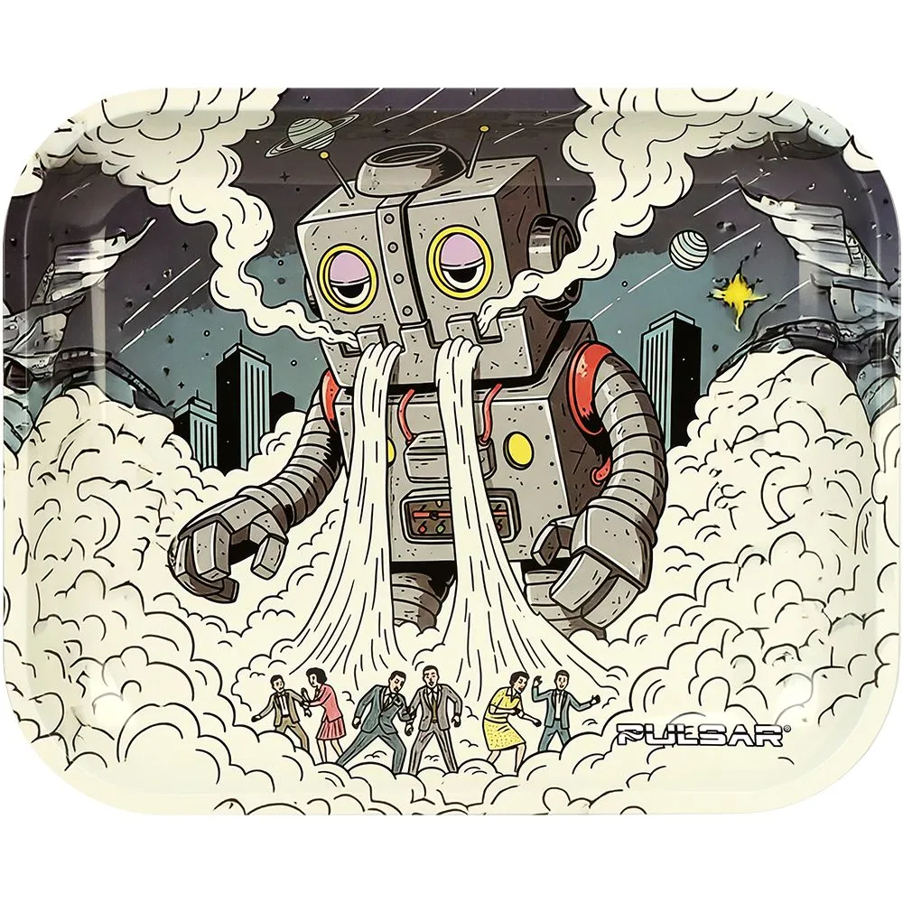 Pulsar Metal Rolling Tray - Attack of the Dope Bot / 13"x 11"