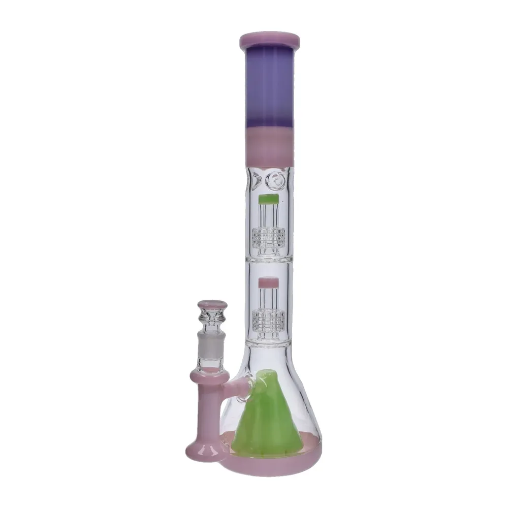 DankStop Retro Pastel Beaker with Dual Tree & Pyramid Perc Bong - 19.7 in.