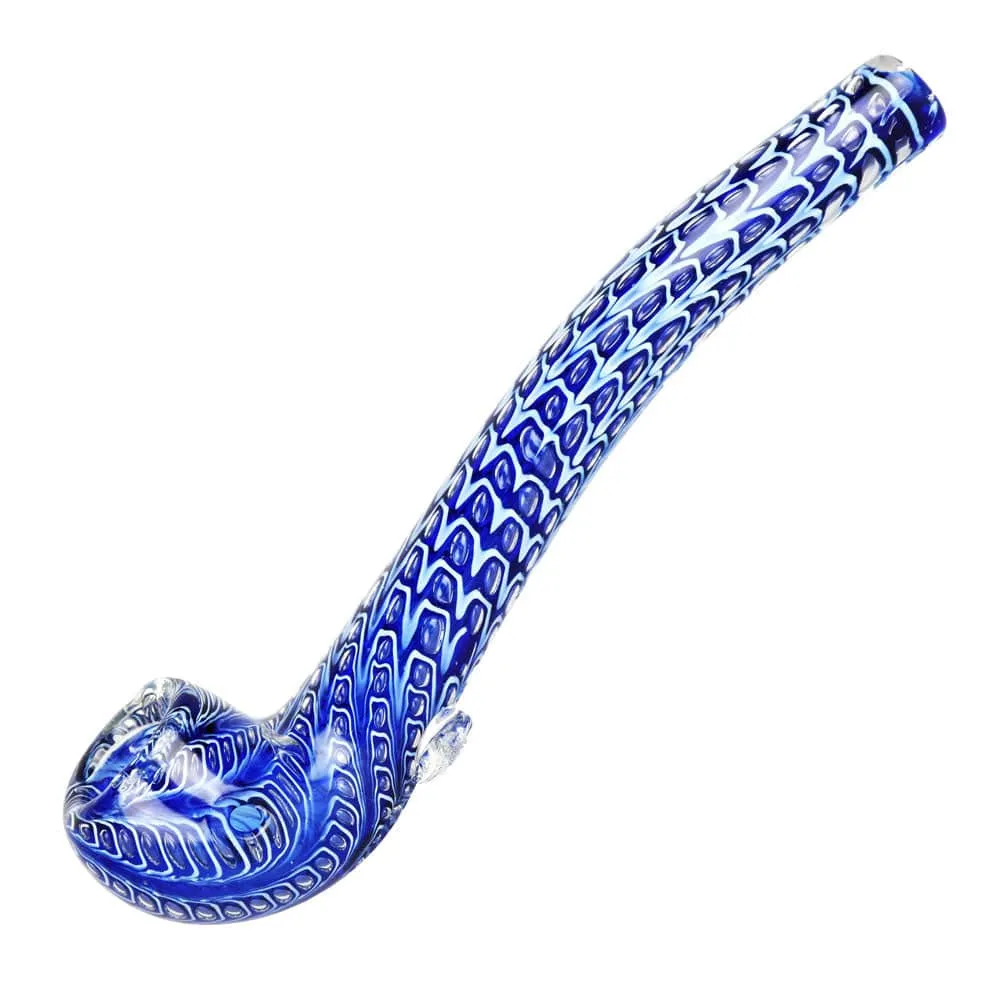 Serpent Scales Double Long Glass Hand Pipe - 7.5" / Colors Vary