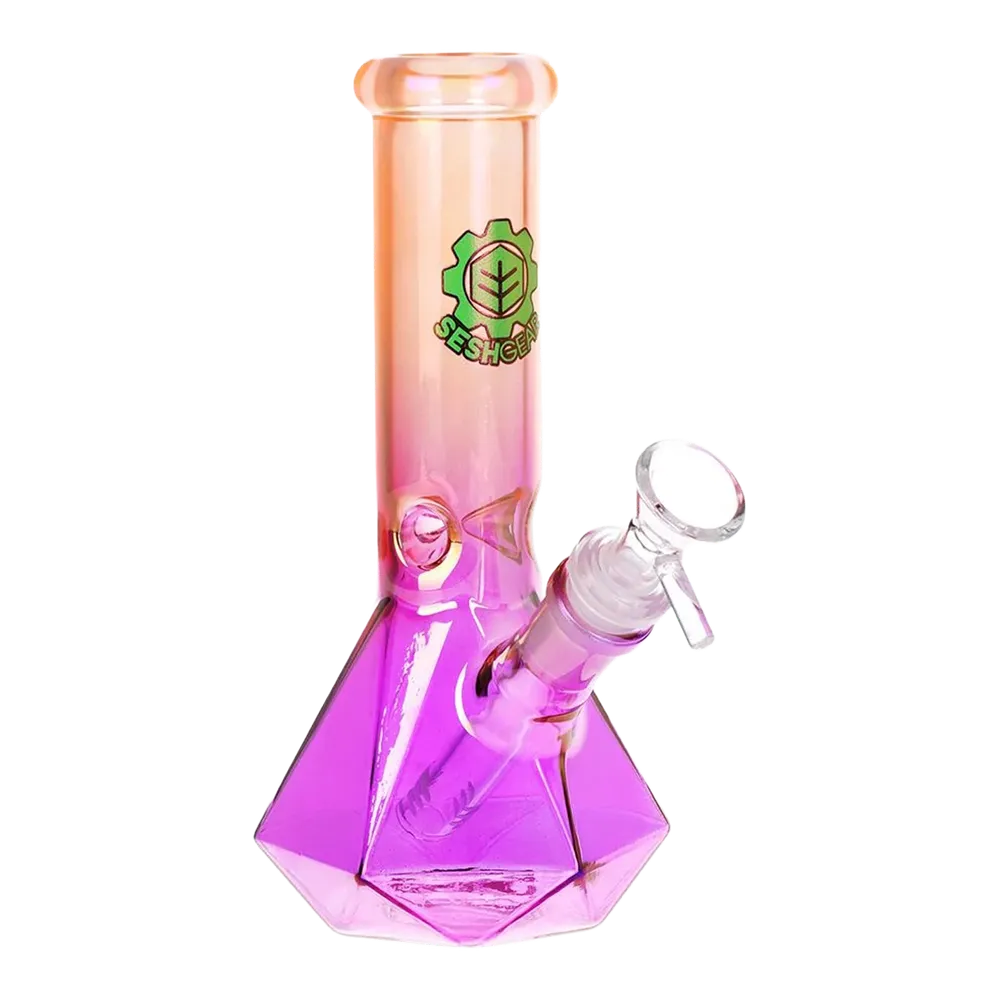 SeshGear Diamond Base Beaker Ombre Glass Bong | 7.75" | 14mm F