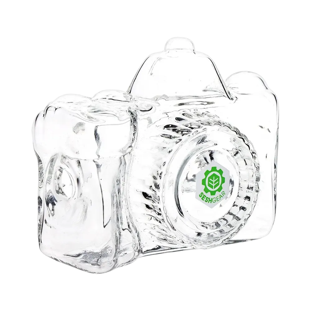SeshGear Old School Camera Glass Hand Pipe - 3.75" / Clear