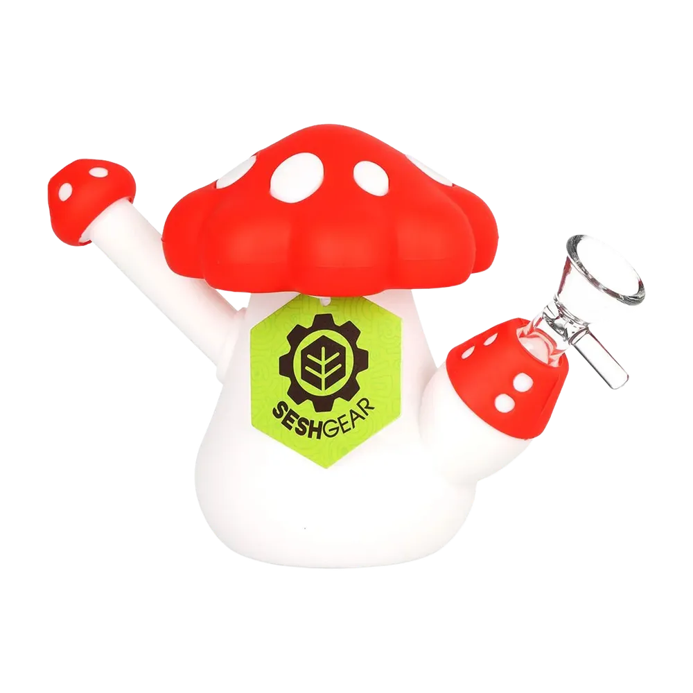 SeshGear Red Mushroom Silicone Bong - 4.5" / 14mm F / Red
