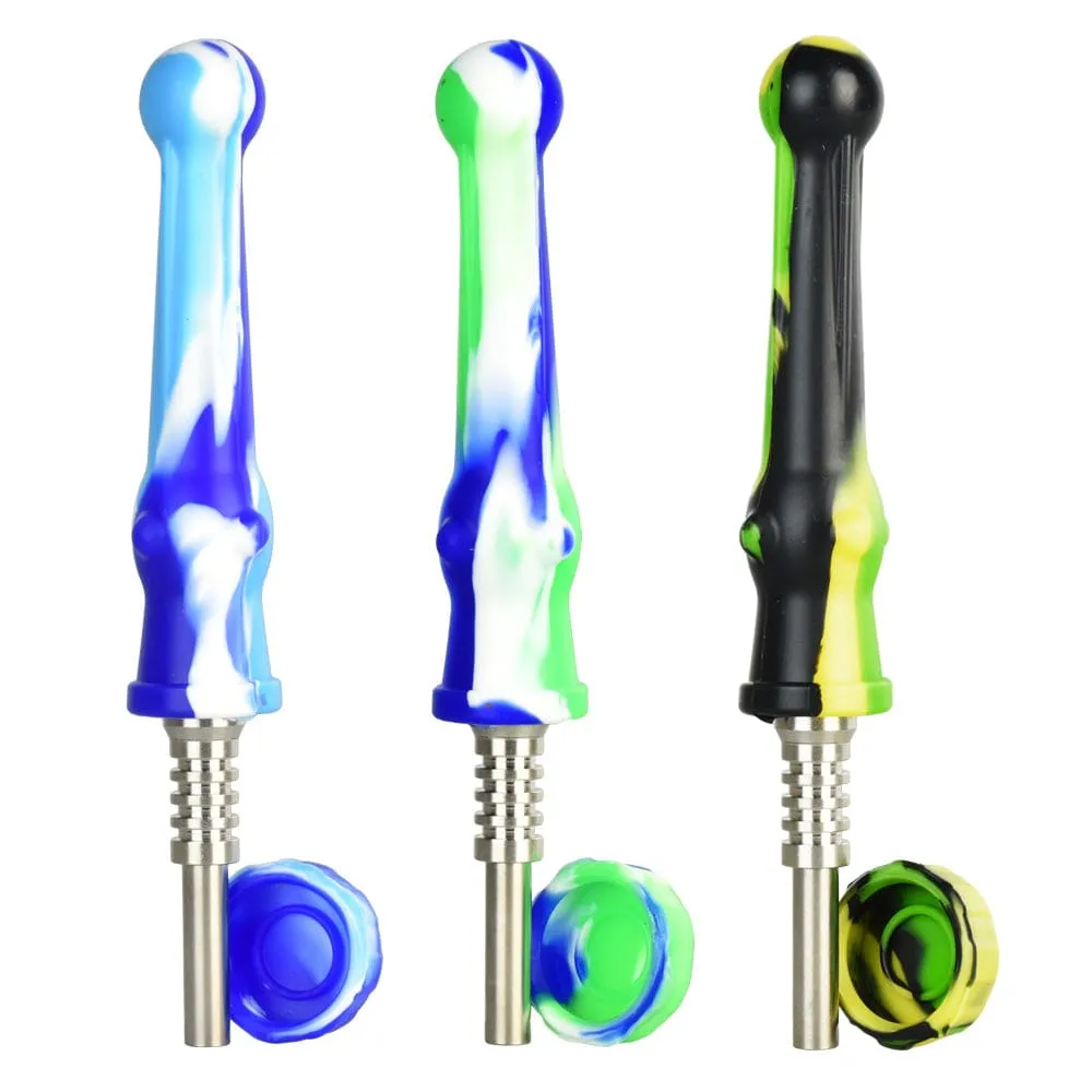 SeshGear Silicone Vapor Straw w/ 14mm Titanium Tip - 6.5" / Colors Vary