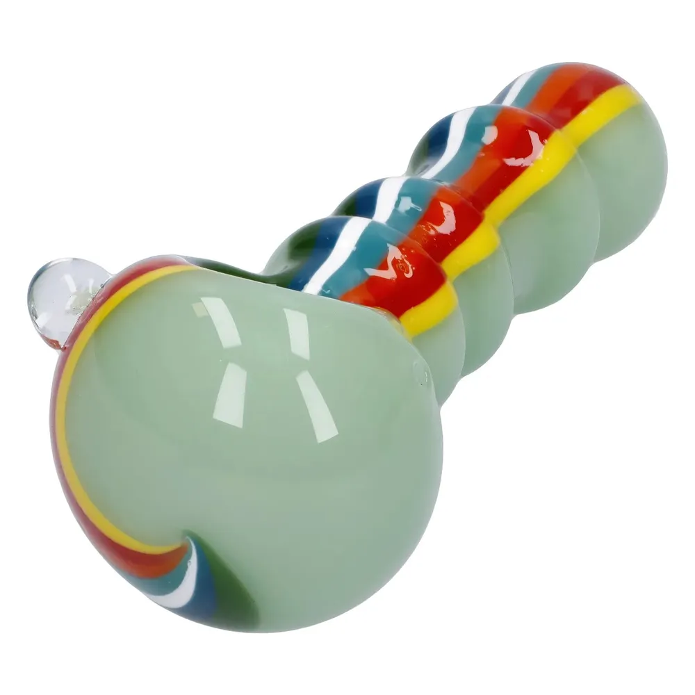 DankStop Slime Rasta Rainbow Spoon Pipe - 4.5 in