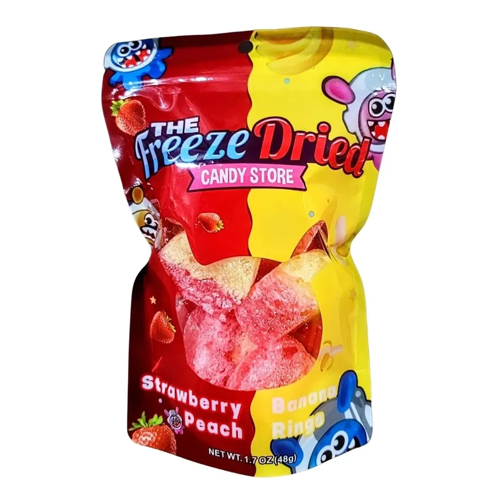 The Freeze Dried Candy Store Freeze Dried Strawberry Banana Peach Rings