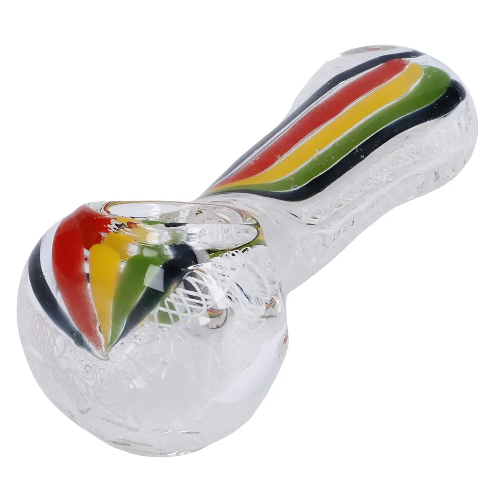 DankStop Twisted Rasta & White Art Pipe - 3.5 in