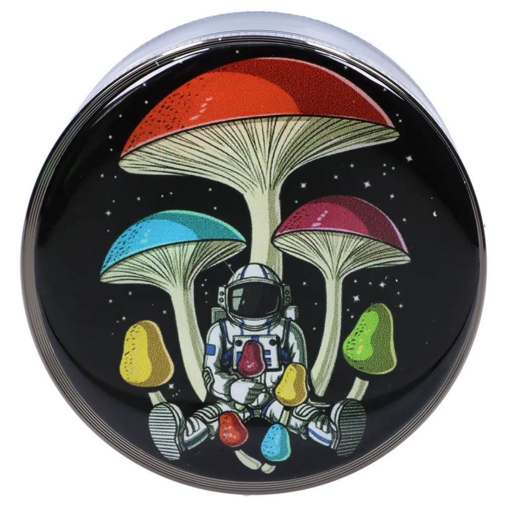 DankStop 63mm Chrome w/ Tiny Glowing Mushrooms Grinder
