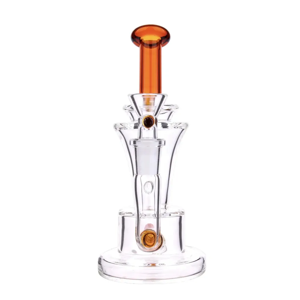 DankStop Bent Neck with Colored Inline Perc Bong - 6.7 in.