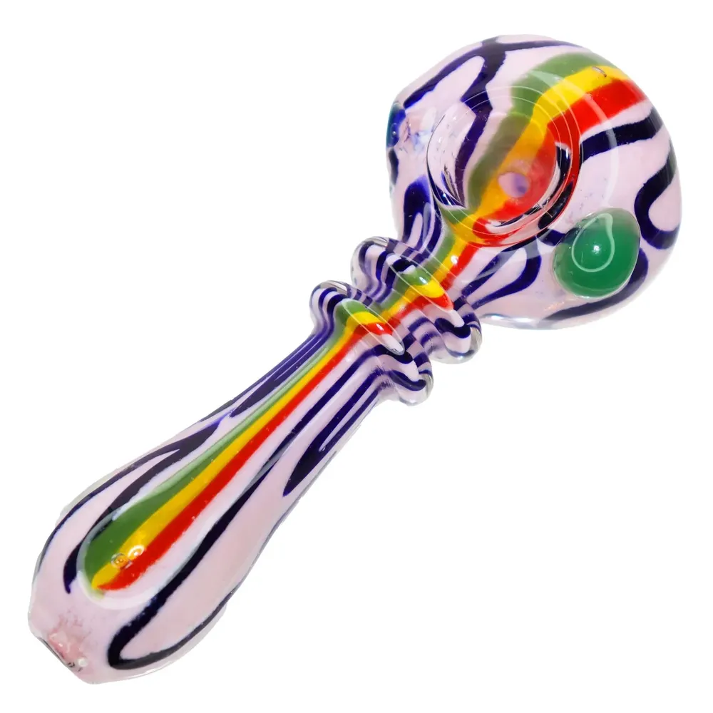 DankStop Rasta Slime Colorful Glass Pipe - 4 in.