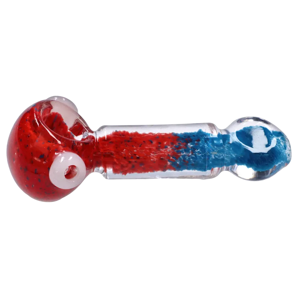 DankStop Tri-Color Frit Flat Spoon Pipe - 3.5 in.