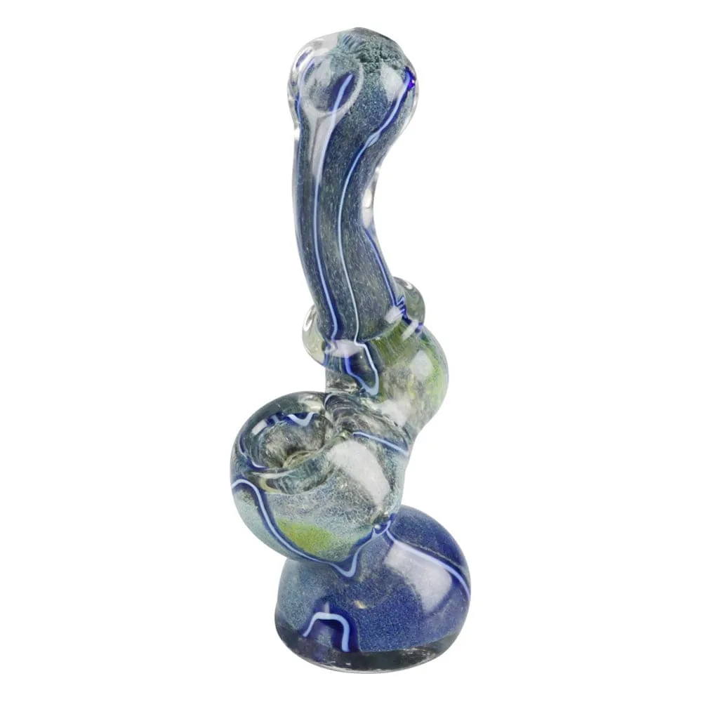 Worked Fritted Bubbler Hand Pipe - 4"