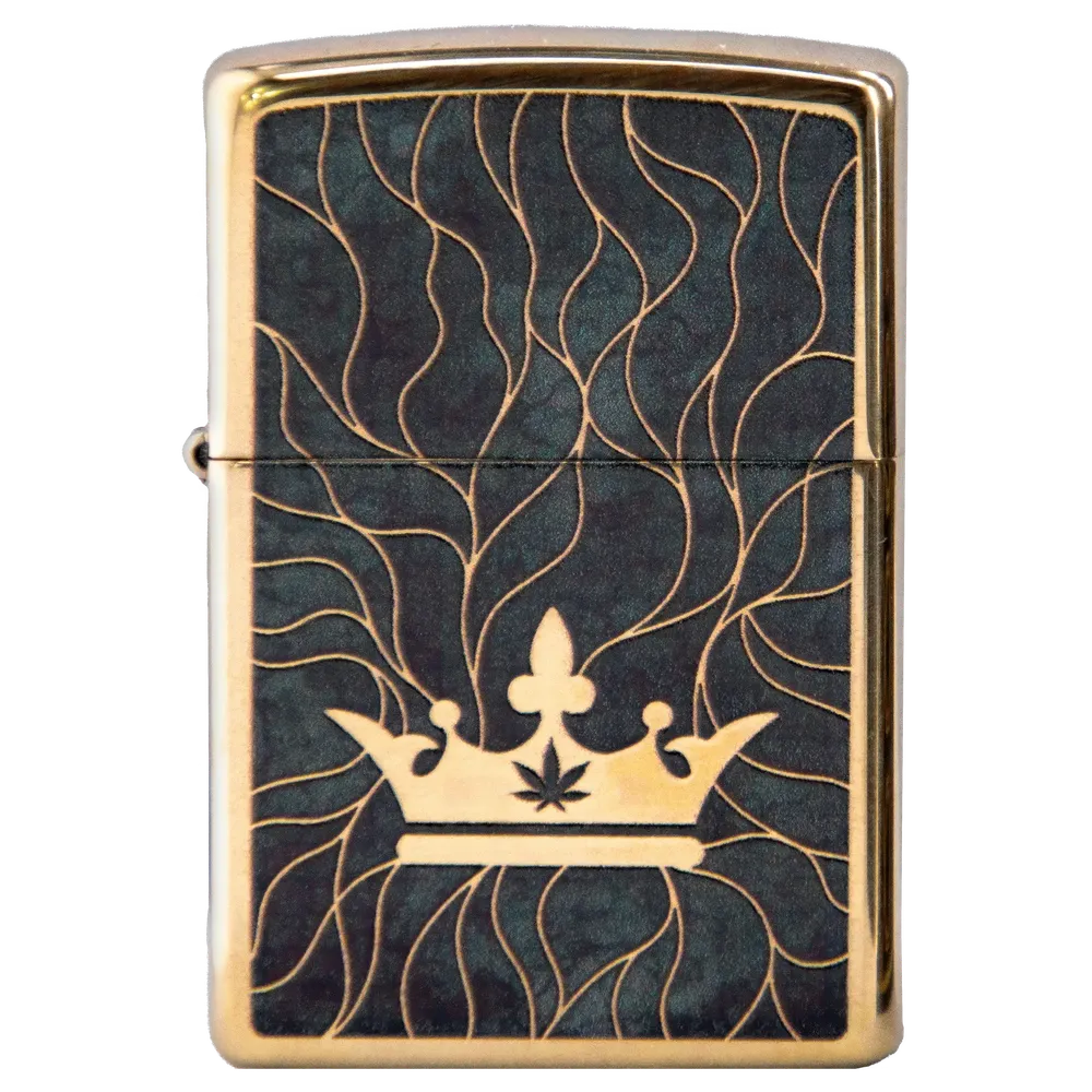 Queen of Bud Black Obsidian Mosaic Zippo