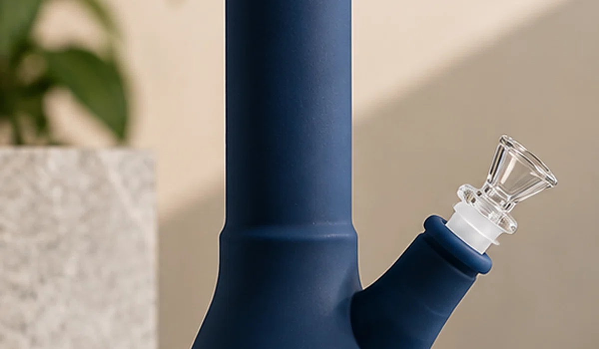Editorial illustration: Glass vs. Silicone Bongs: Key Differences
