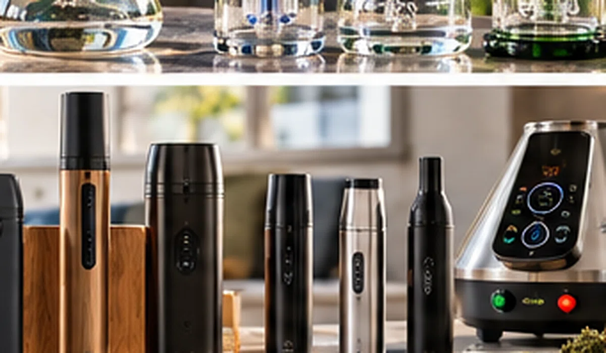 Editorial illustration: Portable vs. Desktop Vaporizers