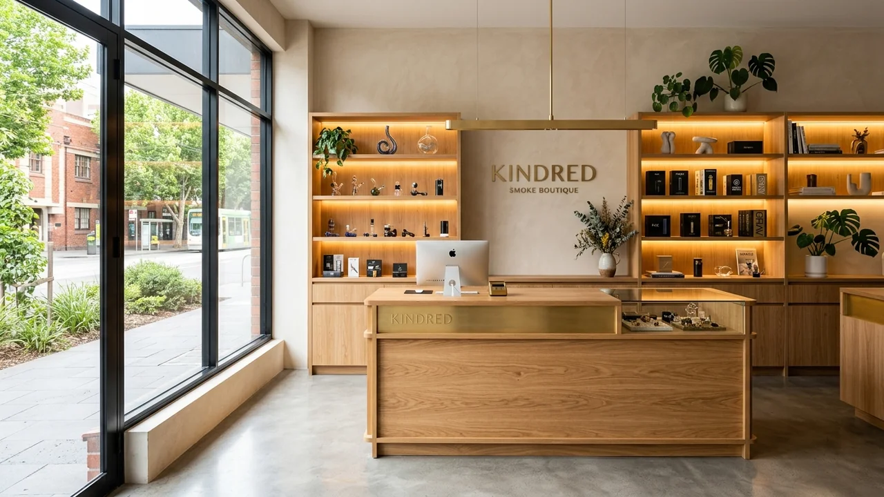 Bong n Pipes storefront with glass windows and showroom detailing